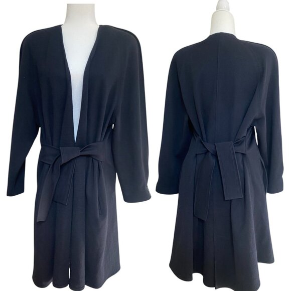 Vintage Sonia Rykiel Paris Black Wool Duster Belted Cardigan Jacket Paris - Picture 1 of 9